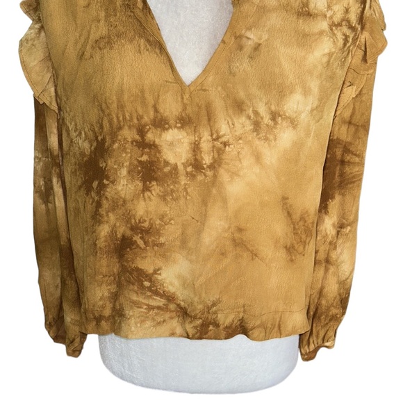 LN Madewell Tie-Dye Ruffle Shoulder Cropped Blouse in Egyptian Gold Tie Dye - M - Picture 7 of 16